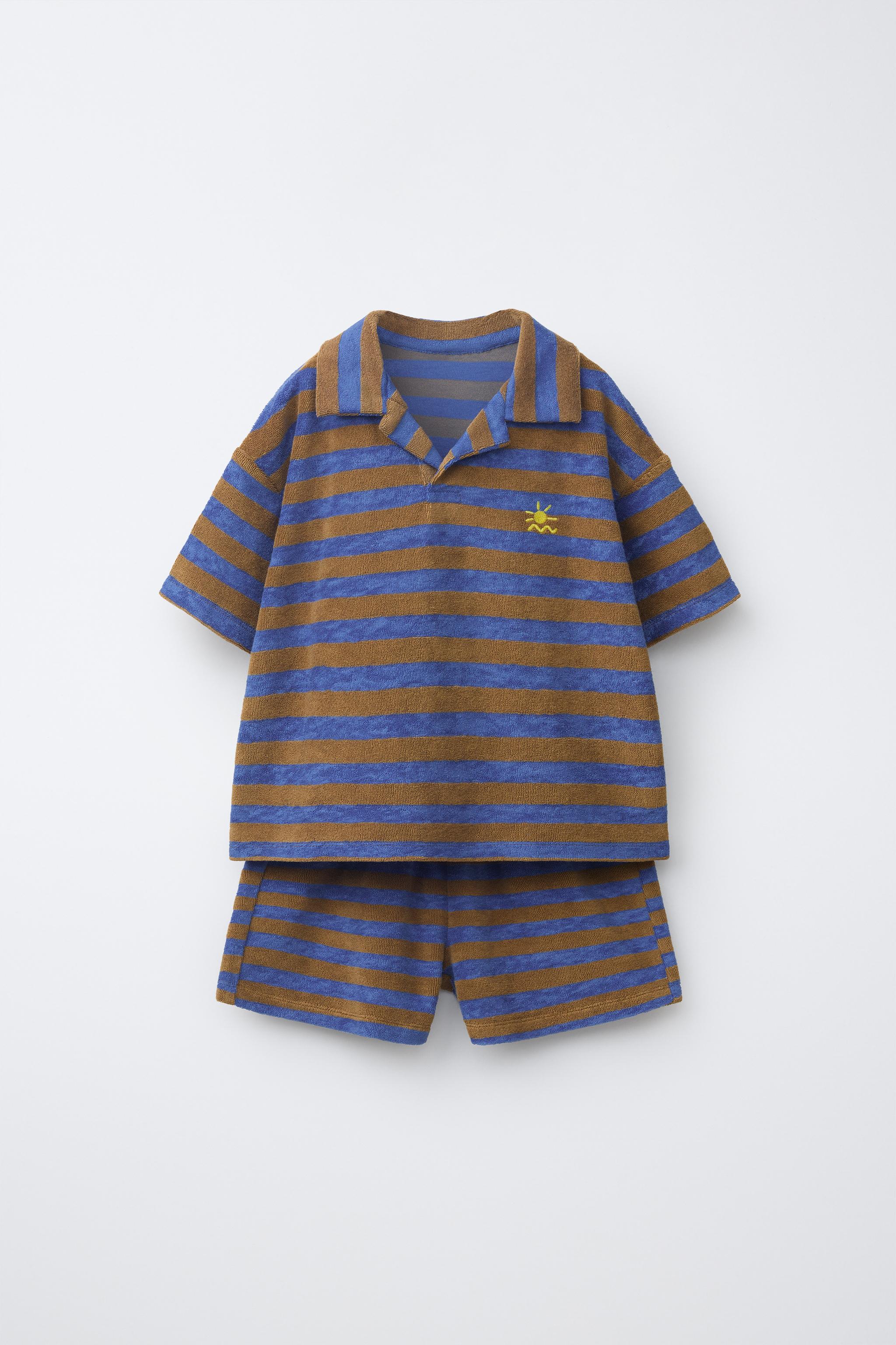 STRIPED TERRYCLOTH POLO AND BERMUDA SET